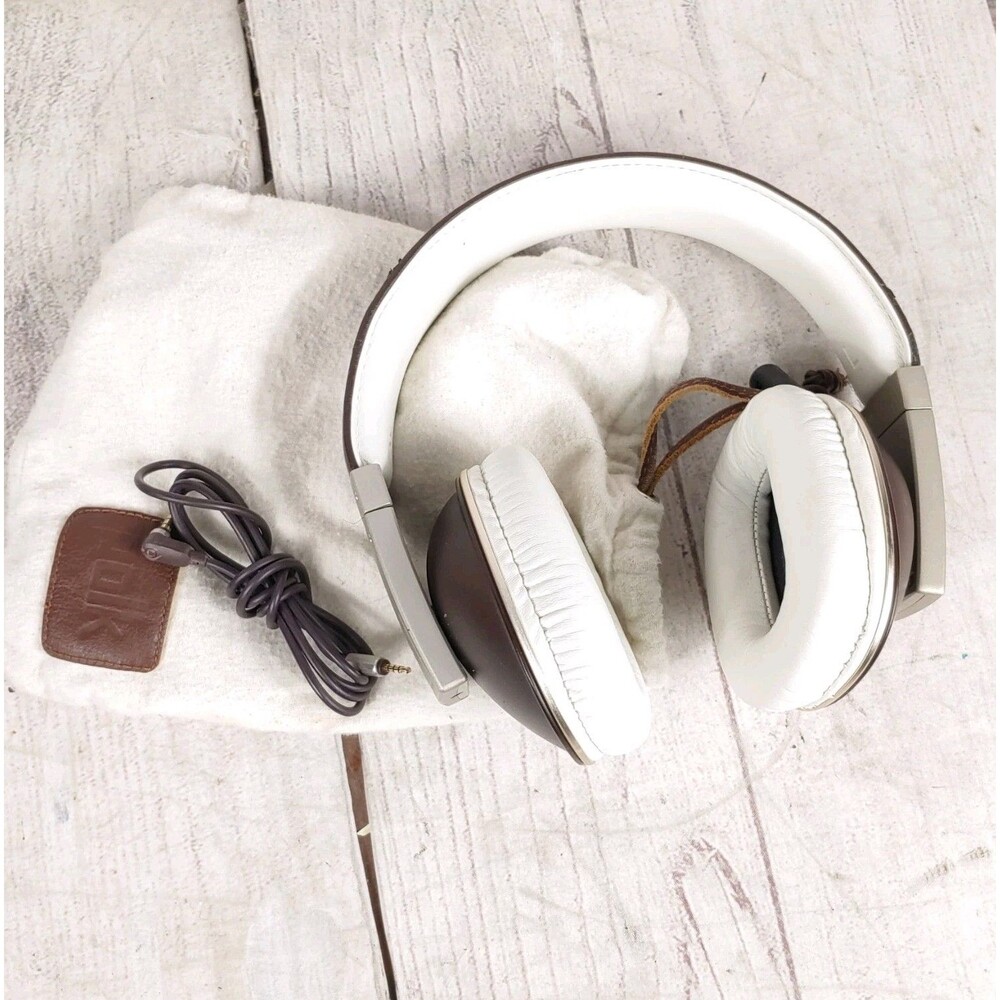 Polk Audio Buckle On-Ear Headphones W/ Cable + Bag - BROWN/SILVER Tested + Work